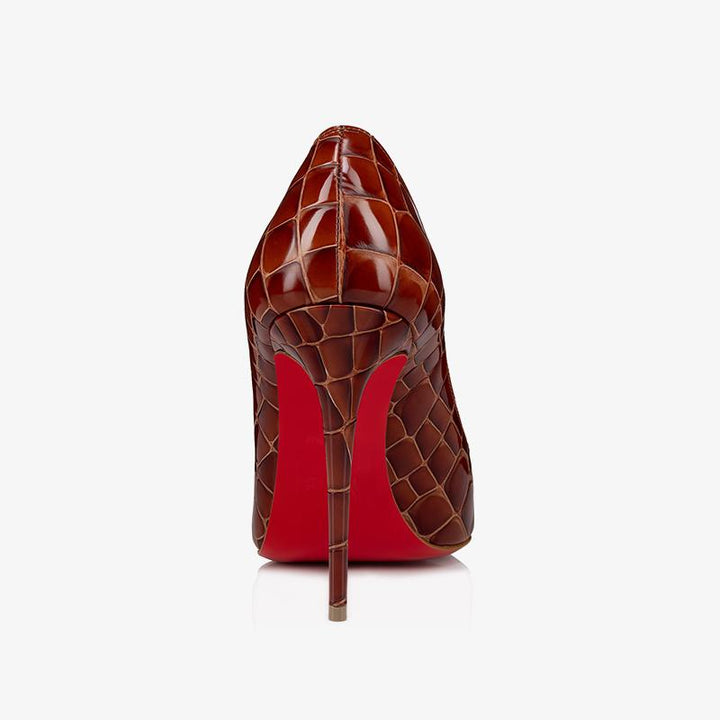 Elegant brown Alligator Embossed Calf Leather Pumps - ARNO CONTI