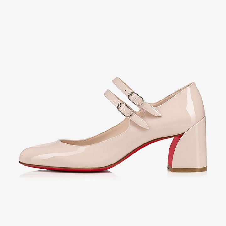 Classic Beige Patent Calfskin Pumps - ARNO CONTI