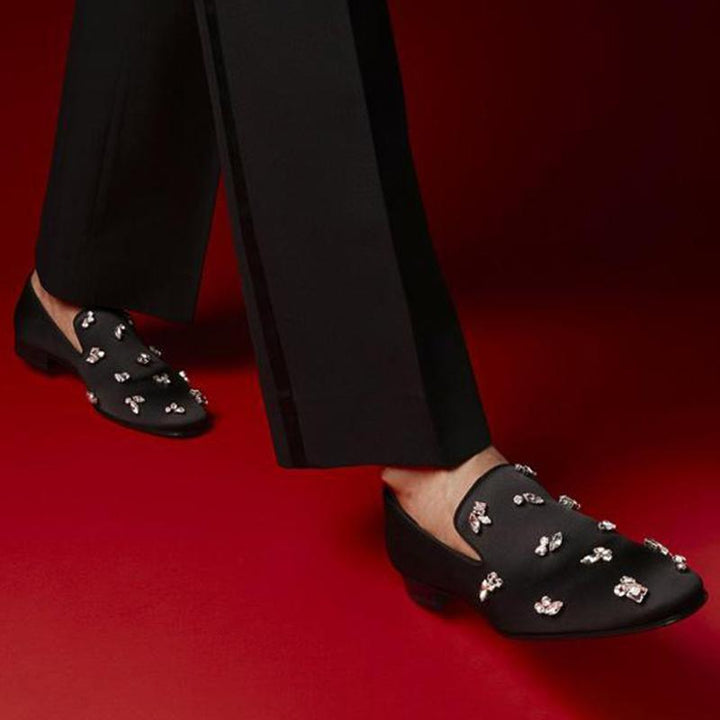 Men's Loafers Slip-On Rhinestone Square Toe - ARNO CONTI