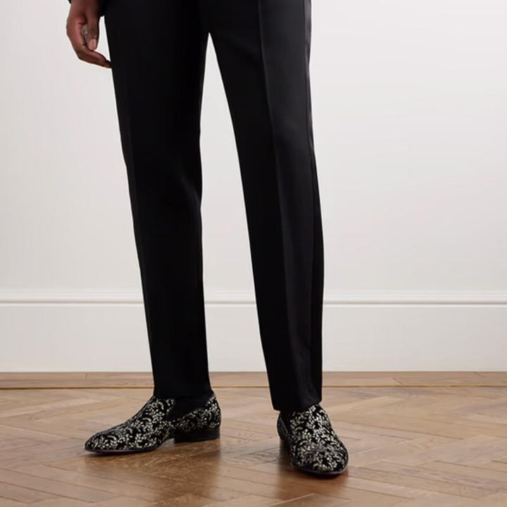 Black Loafers with Embroidered Uppers - ARNO CONTI