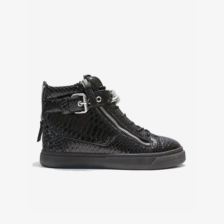Chain Snakeskin Lace Up Sneakers - ARNO CONTI