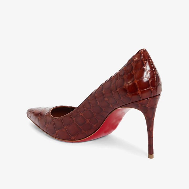 Red Croc-Effect Patent Leather Pumps - ARNO CONTI