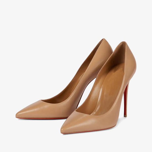 Refined Medium Beige Leather Pumps - ARNO CONTI