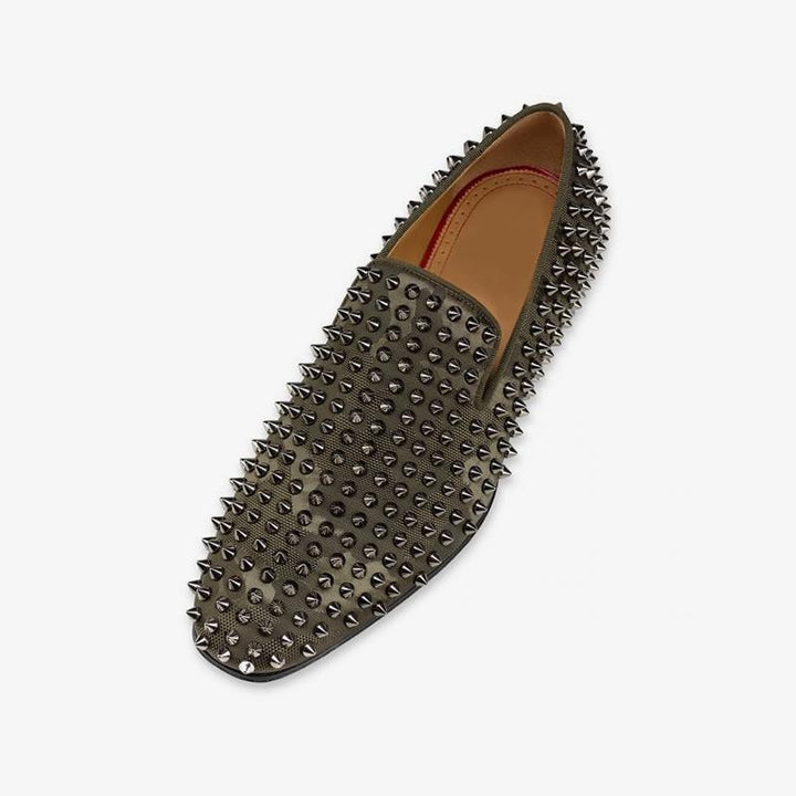 Canvas Slip-on Spikes Studded Loafers - ARNO CONTI