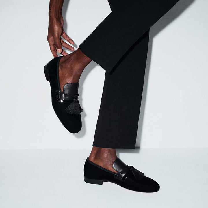 Patchwork Velvet Loafers Tassel Plain Calf - ARNO CONTI