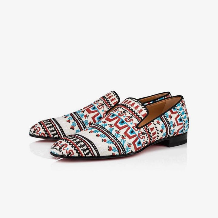 Cotton Flat Embroidered Loafer Men Calf Leather - ARNO CONTI