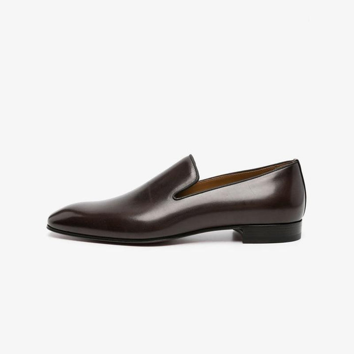 Brown Leather Slip-On Flat Loafers - ARNO CONTI