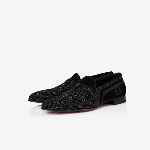 Suede Rhinestones Slip On Shoes - ARNO CONTI