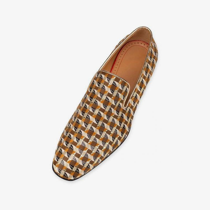 Fabric Loafers Grids Leather Flat Slip-on - ARNO CONTI