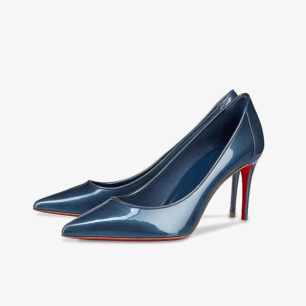 Dark Sea Blue Patent Leather Pump - ARNO CONTI