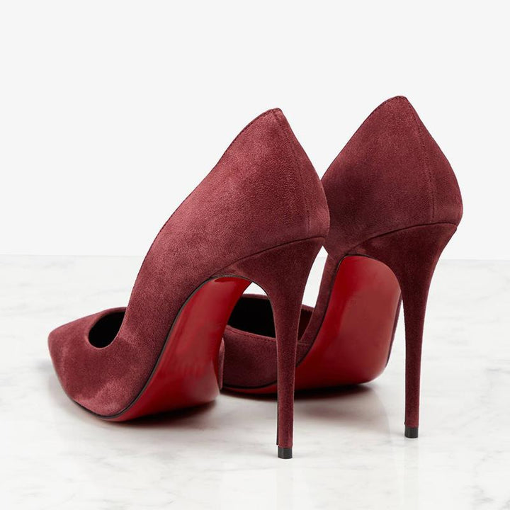 Red Suede Pointed-Toe Pumps - ARNO CONTI