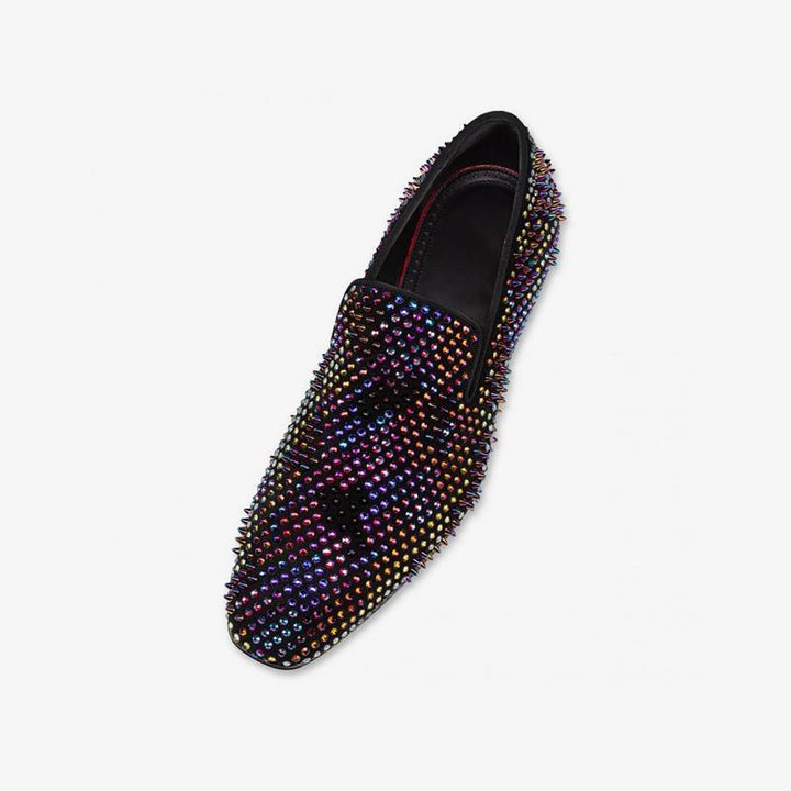 Multicolor Strass Adorned Suede Loafers - ARNO CONTI