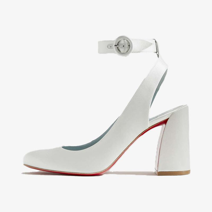 White Satin Pump with Adjustable Ankle Strap - ARNO CONTI