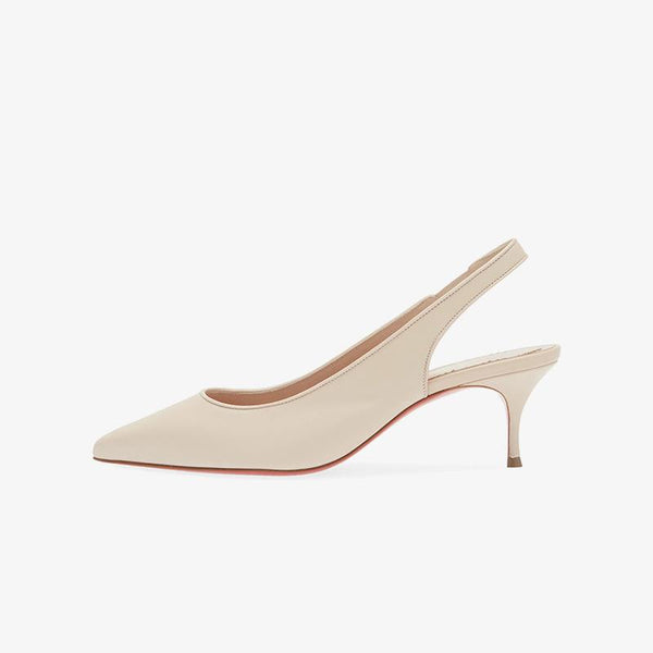 Neutral Leather Pumps with Elasticated Slingback - ARNO CONTI
