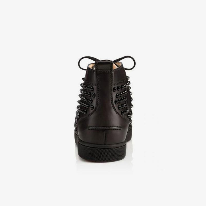 Sneakers High Top Black Leather Spikes - ARNO CONTI