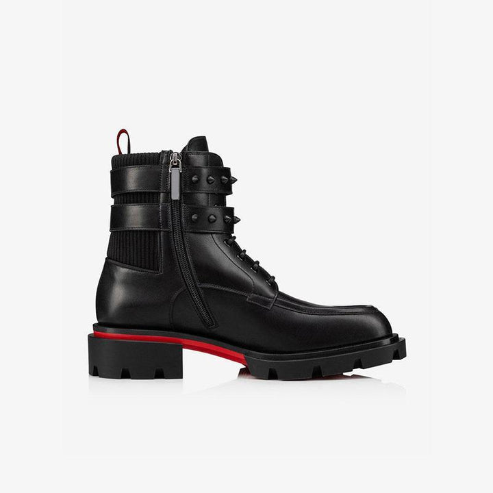 Black Buckle Two Straps Spikes Boots - ARNO CONTI