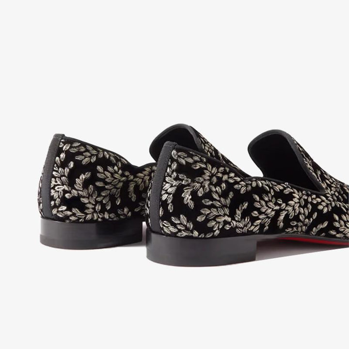 Black Loafers with Embroidered Uppers - ARNO CONTI
