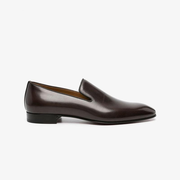 Brown Leather Slip-On Flat Loafers - ARNO CONTI