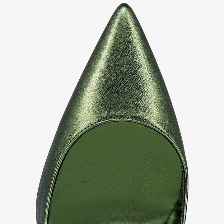 Green Laminated Leather Pointed Toe Pumps - ARNO CONTI