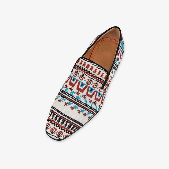 Cotton Flat Embroidered Loafer Men Calf Leather - ARNO CONTI