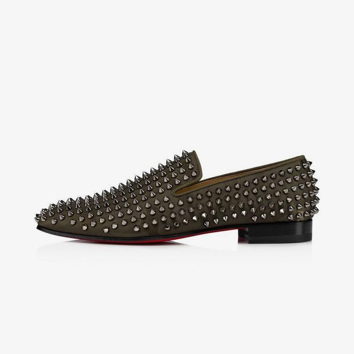 Canvas Slip-on Spikes Studded Loafers - ARNO CONTI