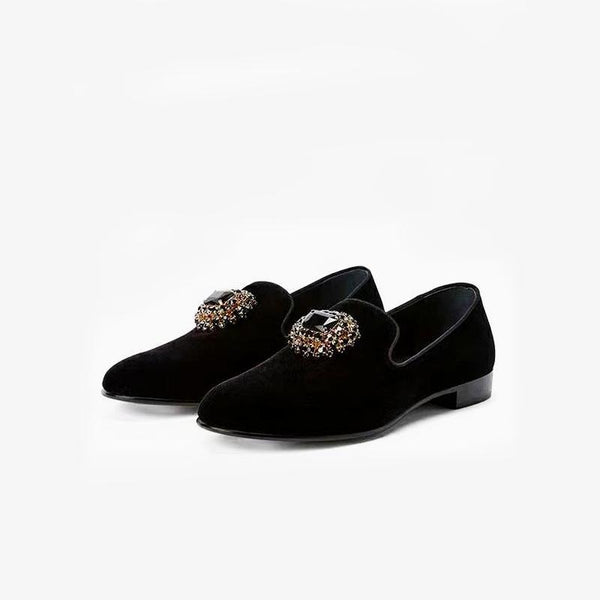 Black rhinestone-embellished Suede Loafers - Arno Conti Shoe