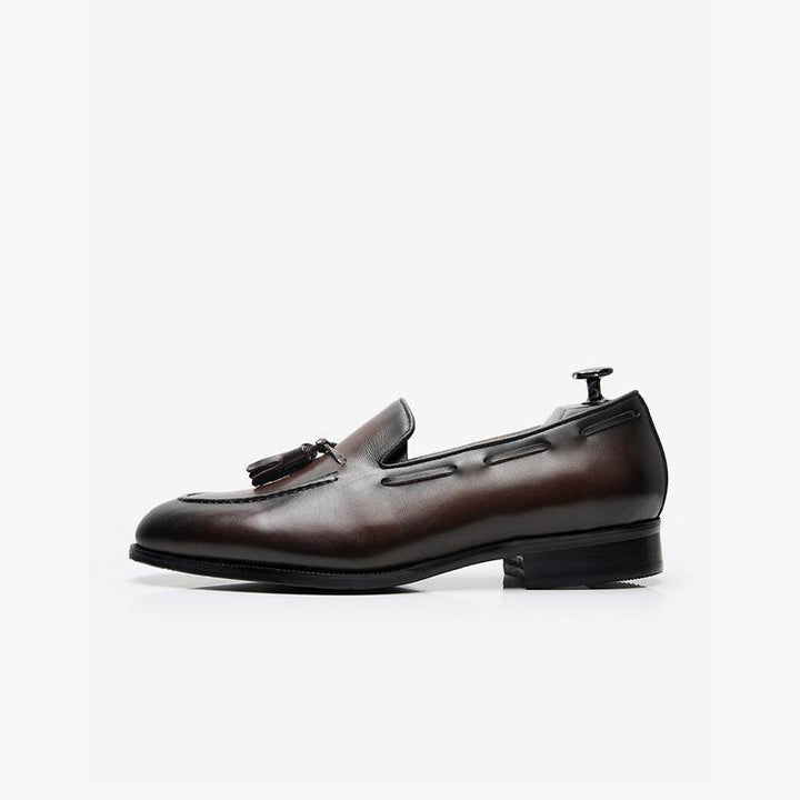 Cowhide Slip-On Loafers with Tassel Detail - Arno Conti Shoe