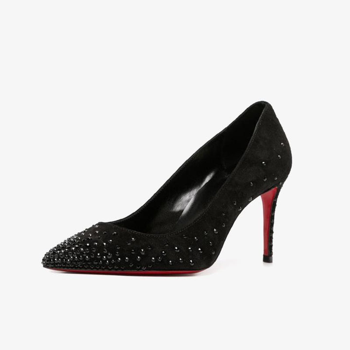 Suede Crystal-Embellished Pump - ARNO CONTI