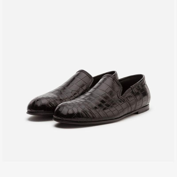 Calf Croc-Embossed Loafers Men Slip-on - Arno Conti Shoe