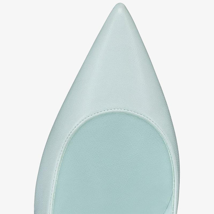 Iceberg Blue Leather Pump with Ginkgo Leaf Heel - ARNO CONTI