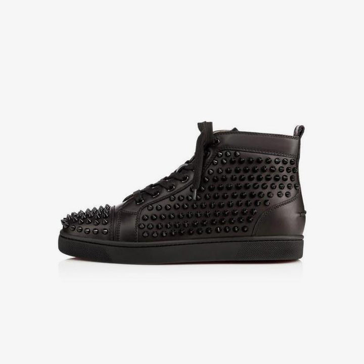 Sneakers High Top Black Leather Spikes - ARNO CONTI