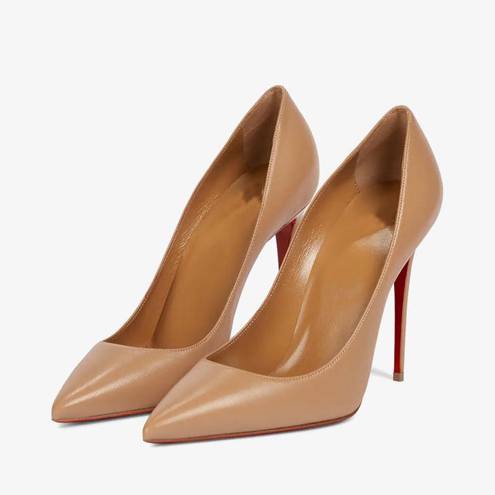 Refined Medium Beige Leather Pumps - ARNO CONTI