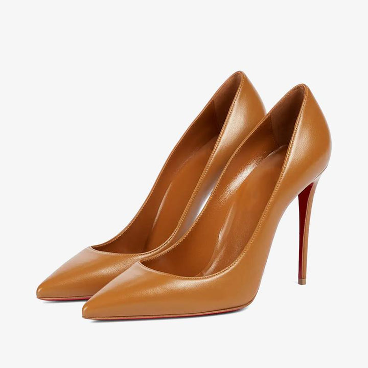 Camel Brown Pointed-Toe Pump - ARNO CONTI