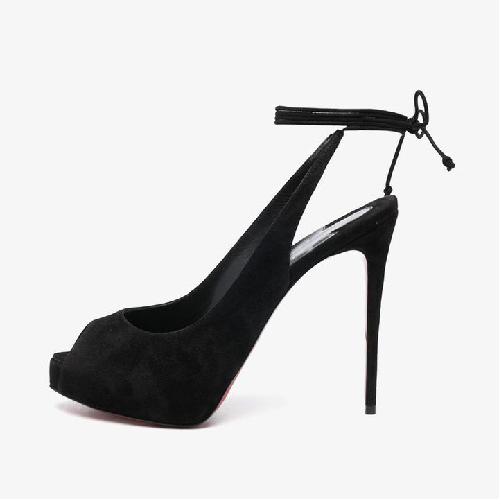 Suede Lace-Up Pumps with 120mm Heel - ARNO CONTI
