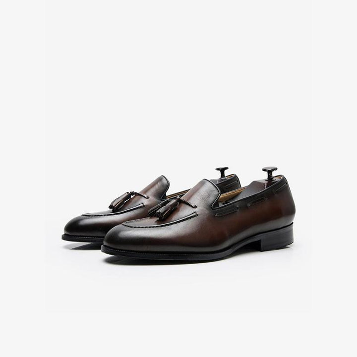 Cowhide Slip-On Loafers with Tassel Detail - Arno Conti Shoe