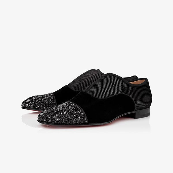 Oxford Flat Rhinestone Slip-On Velvet Fabric - ARNO CONTI