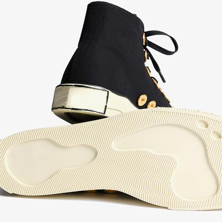 Classic Black Canvas Sneaker with Golden Details - Arno Conti Shoe