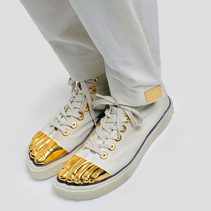 Beige Canvas Sneaker with Golden Details - Arno Conti Shoe