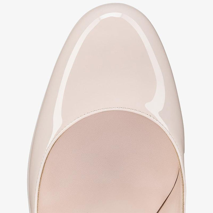 Beige Patent Leather Pumps with Slanted - ARNO CONTI