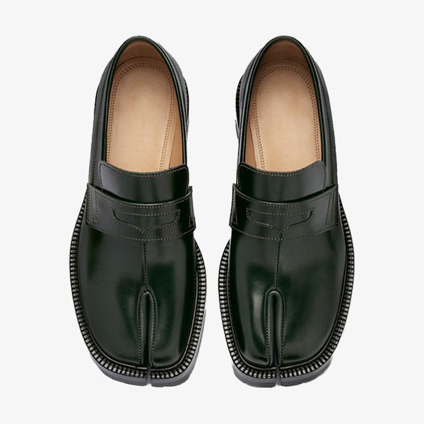 Dark Green Calfskin Chunky Sole Loafers - Arno Conti Shoe