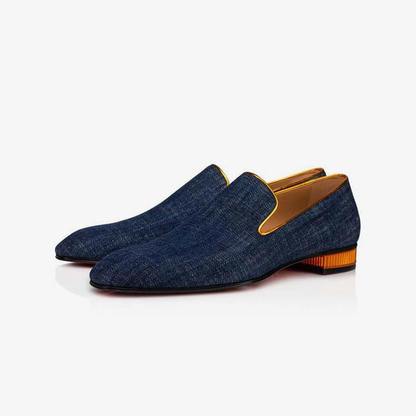Men's Flat Denim Loafers Shoes Metal Heel - ARNO CONTI