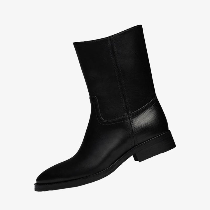 Black Leather Boots with Pointed Toe - Arno Conti Shoe