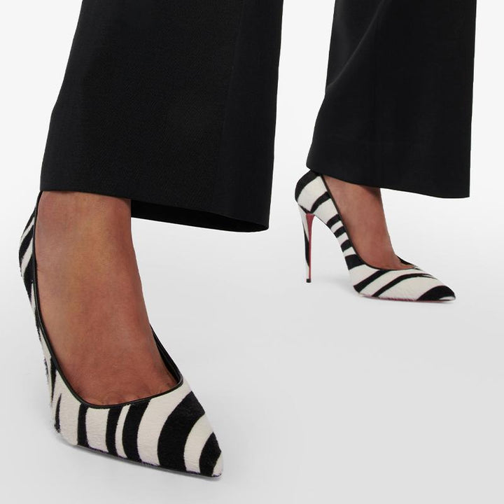 Zebra Print Calf Leather Pumps Stiletto Heel - ARNO CONTI
