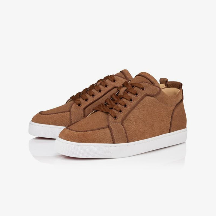 Brown Sneakers Grained Leather Trainers - ARNO CONTI