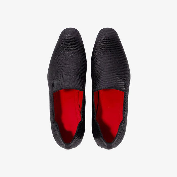 Black Flat Glitter Calf Loafers - ARNO CONTI