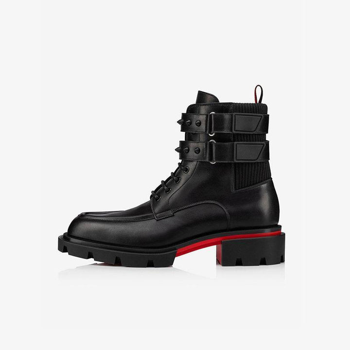 Black Buckle Two Straps Spikes Boots - ARNO CONTI