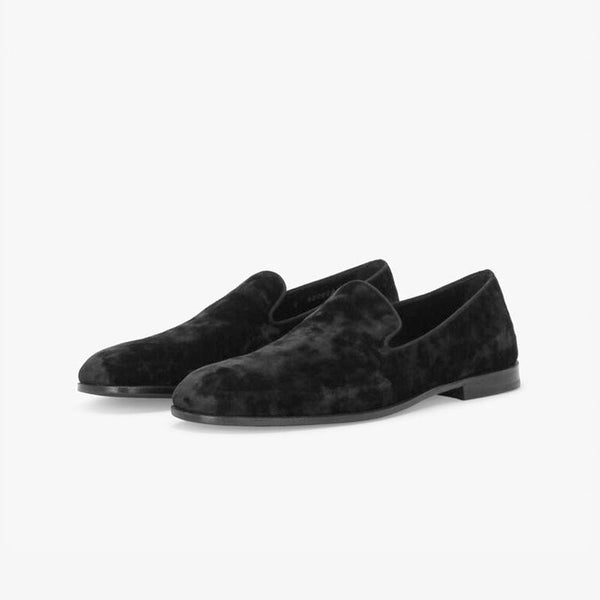Velvet Flat Loafers Round-toe Slip-on - Arno Conti Shoe