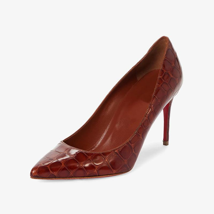 Red Croc-Effect Patent Leather Pumps - ARNO CONTI