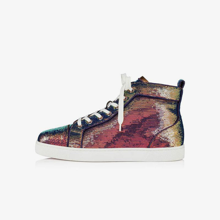 Sequined Leather High Top Sneakers - ARNO CONTI