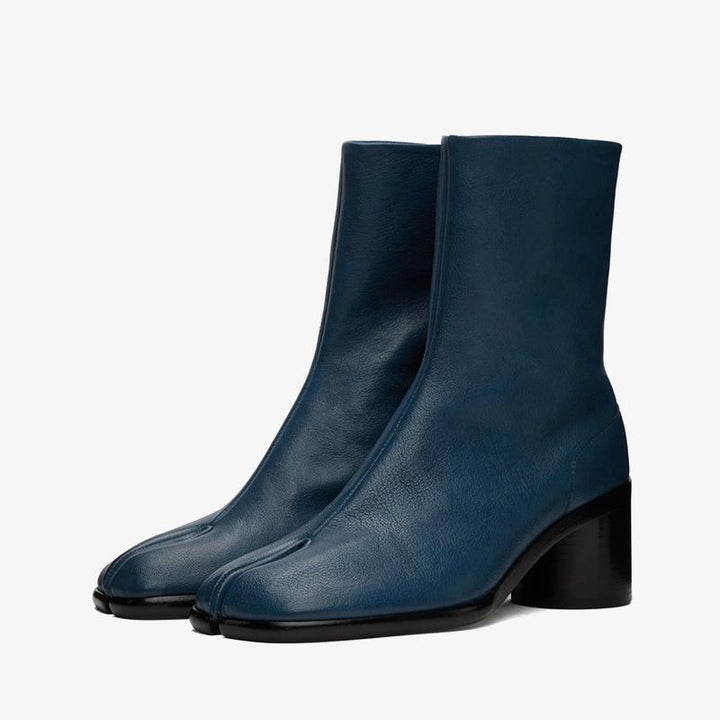 Navy Grained Leather Ankle Boots - Arno Conti Shoe